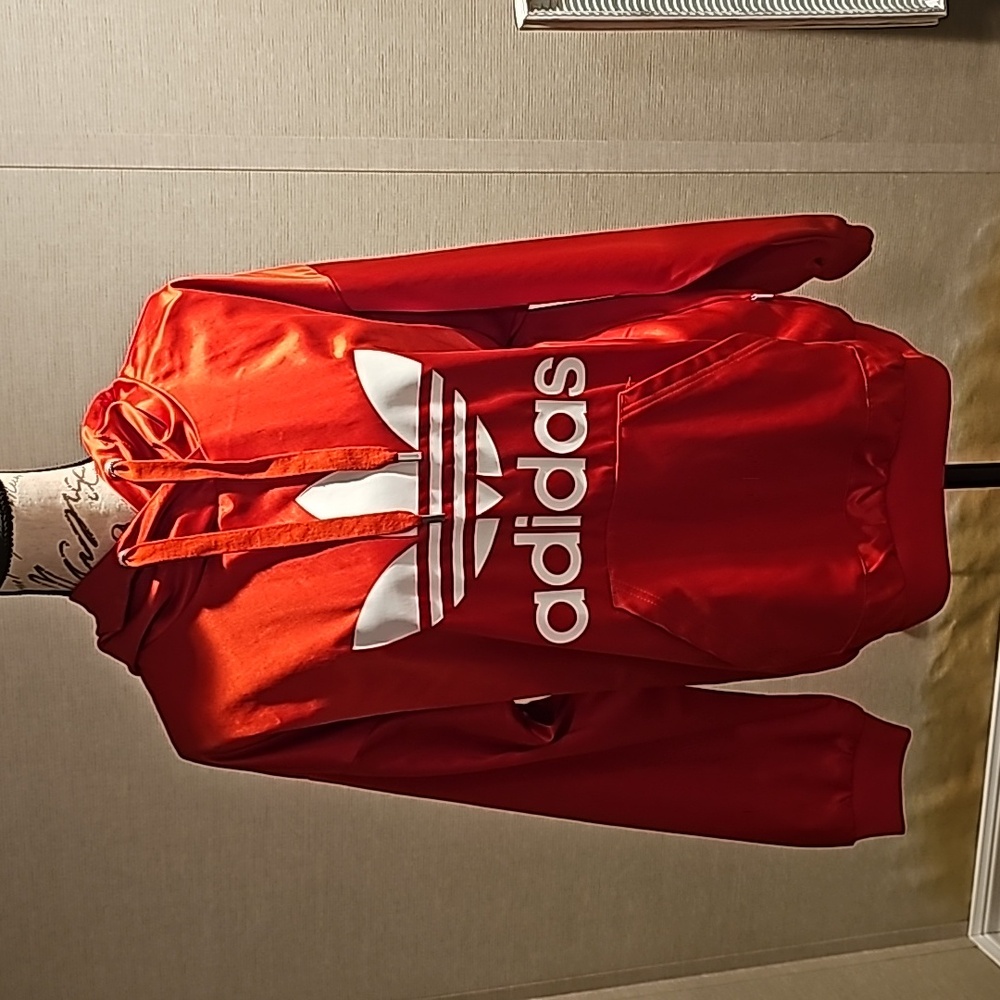 Adidas red hoodie...size small....polyester. - Picture 7 of 8